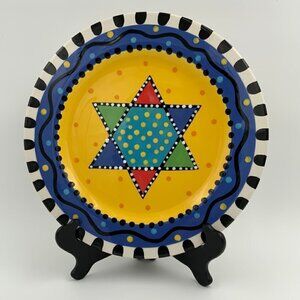 Festival Of Lights 11" Plate Hand Painted By Chris Bubany Hanukkah